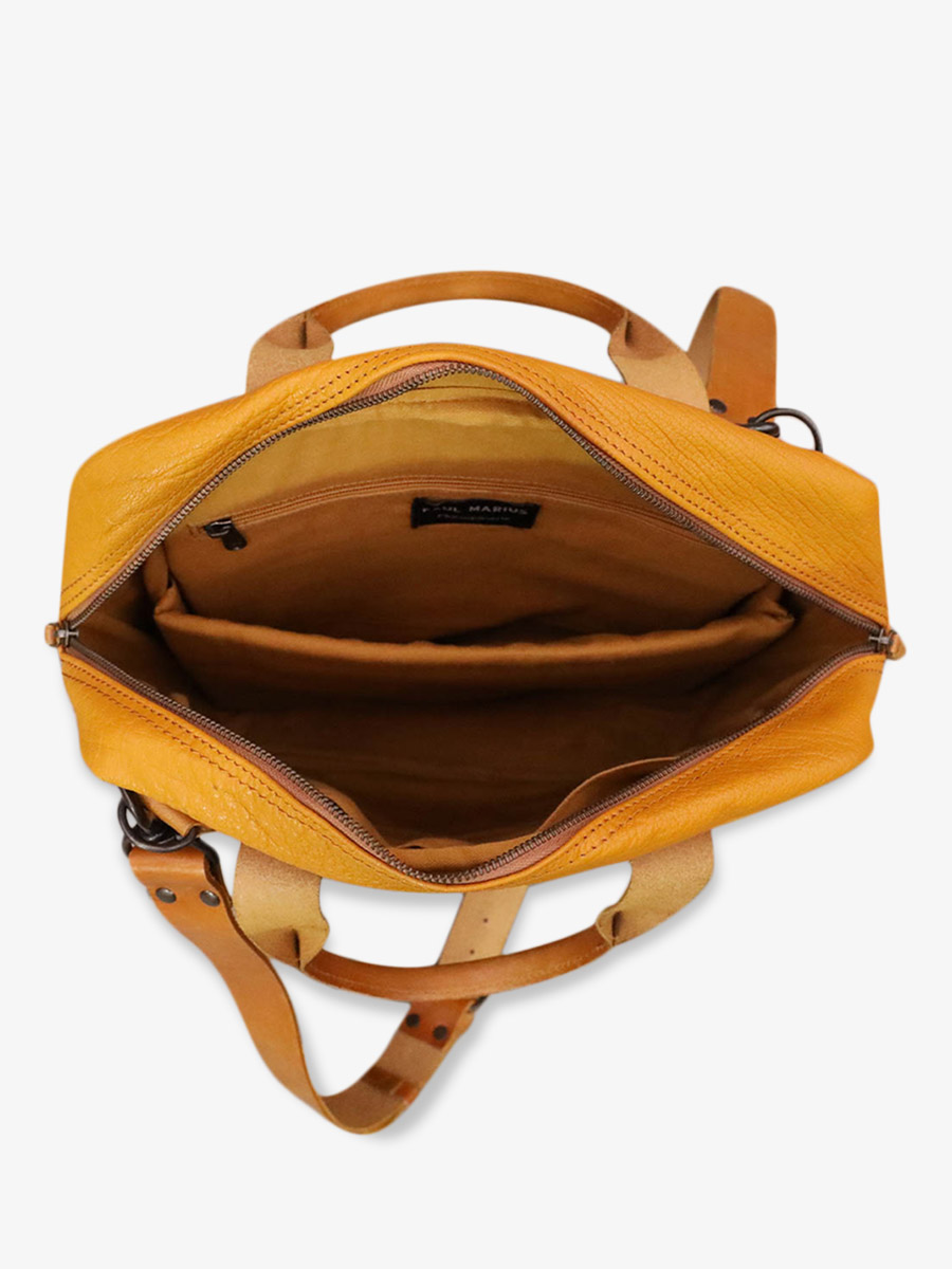 Foto-Rückansicht-Aktentasche aus Leder gelb LeCabas de Marius Safran Paul Marius B02-B Y