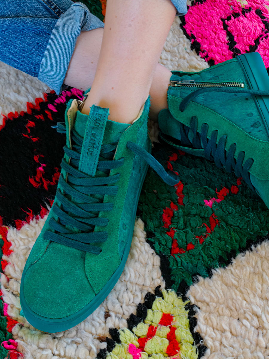 Foto-Vorderansicht-Sneaker-Damen-Leder-pm001-Paul Marius-Rodeo Trip-Grün-Viper-pm001-rt-vg