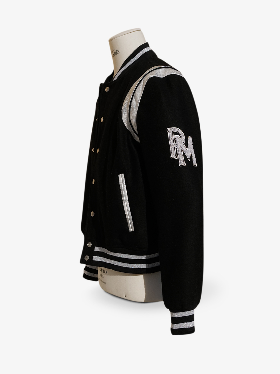 Foto-Seitenansicht-Teddy-Jacke-Leder-und-Stoffe-Leteddy-50er-Jahre-schwarz-Paul-Marius-Tdy-Fifties-B-L