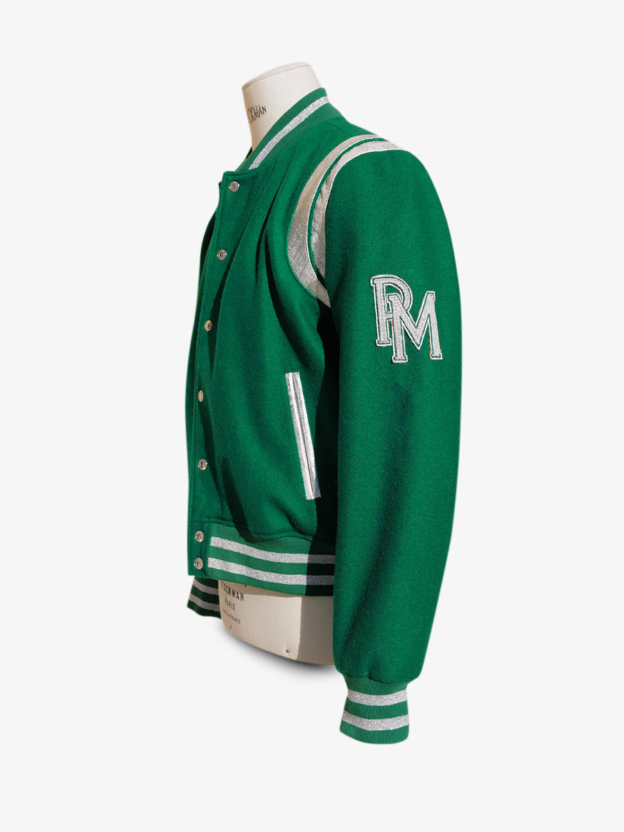 Foto-Rückansicht-Teddy-Jacke-Leder-und-Stoffe-Leteddy-50er-Jahre-grün-vipere-paul-marius-tdy-fifties-gr-l